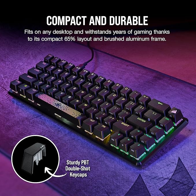 Corsair K65 PRO Mini RGB 65% Optical-Mechanical Wired Gaming Keyboard - OPX Switches - PBT Double-Shot Keycaps - iCUE Compatible - QWERTY NA Layout - Black