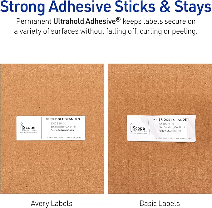 Avery Durable Waterproof Address Labels with Sure Feed Technology, 1" x 2-5/8", White, Laser & Pigment-Inkjet Compatible, 1,500 Blank Labels per Pack (5-Pack of 5520)