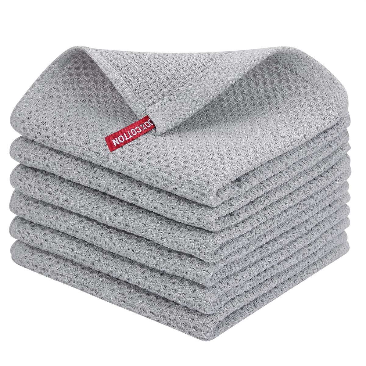 Homaxy 100% Cotton Waffle Weave Kitchen Dish Cloths, Ultra Soft Absorbent Quick Drying Dish Towels, 12 x 12 Inches — 12 x 12 - 12 Pack — 12 X 12 - 6 Pack