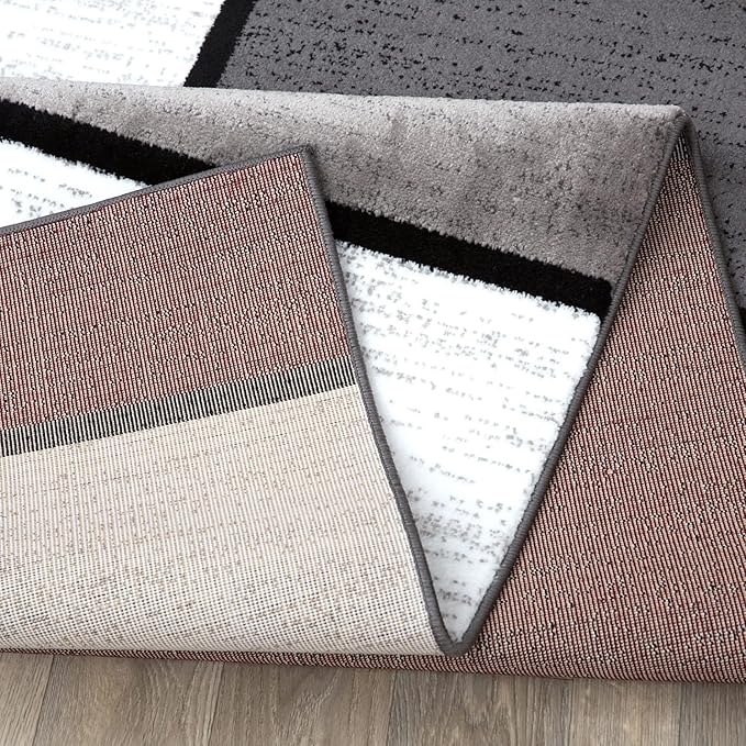 Rugshop Modern Geometric Boxes Red Area Rug, Fade-Resistant Carpet for Living Room, Bedroom, or Family Room, 7'10" x 10'2"