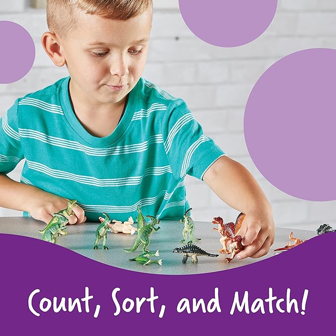 Learning Resources Dinosaur Counters - 60 Pieces, Ages 3+, Toddler Montessori Toys, Stacking Shape, Gifts For Boys And Girls, Sorting And Matching Skill Activities