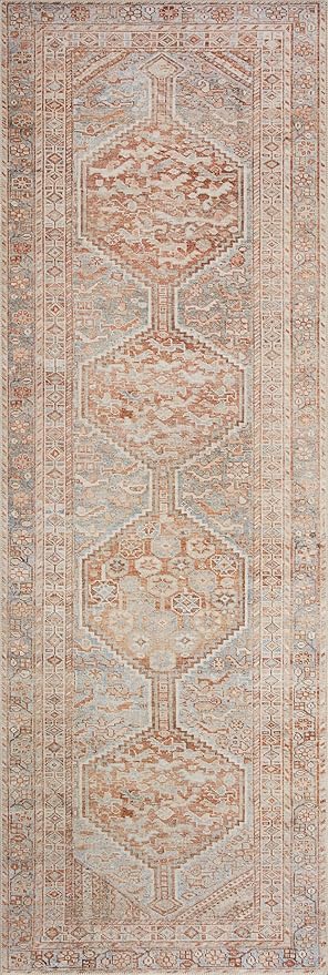 Loloi Chris Loves Julia Jules Collection JUL-04 Tangerine/Mist 2'-6'' x 7'-6'', .13" Pile Height, Runner Rug