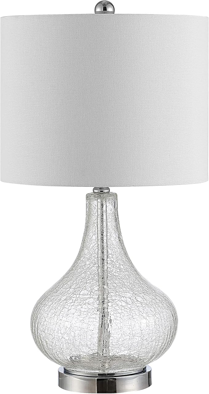SAFAVIEH Lighting Collection – Brooks Modern Clear Glass 24-Inch Table Lamp, LED Bulb Included, Bedroom Living Room Home Office Nightstand Desk (TBL4254C)