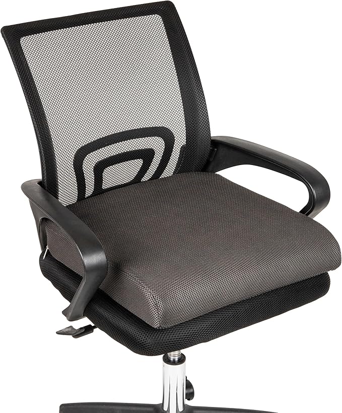 Mind Reader Air-Cloud Seat Cushion, Ergonomic Support for Posture, Pressure Relief, and Pain Reduction, Portable with Washable Cover, Memory Foam, Gray