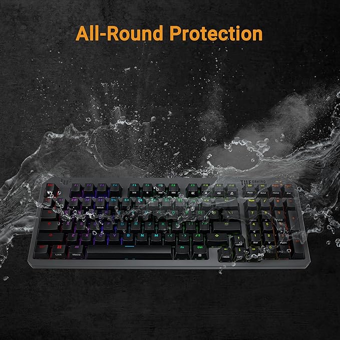 ASUS TUF Gaming K3 Gen II Wired USB Gaming Keyboard – 97-Key Compact Layout, Optical-Mechanical Red (Linear) Switches, PBT Keycaps, Detachable Top Plate, IP57 Waterproofing, PC/Mac Support - Black
