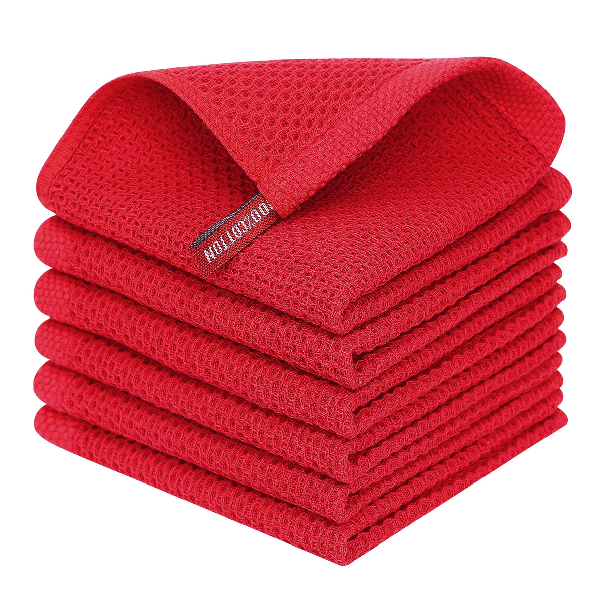 Homaxy 100% Cotton Waffle Weave Kitchen Dish Cloths, Ultra Soft Absorbent Quick Drying Dish Towels, 12 x 12 Inches — 12 x 12 - 12 Pack — 12 X 12 - 6 Pack
