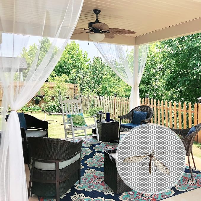 RYB HOME 2 Panels Porch Screen Mesh Outdoor Curtains Lightweight Mosquito