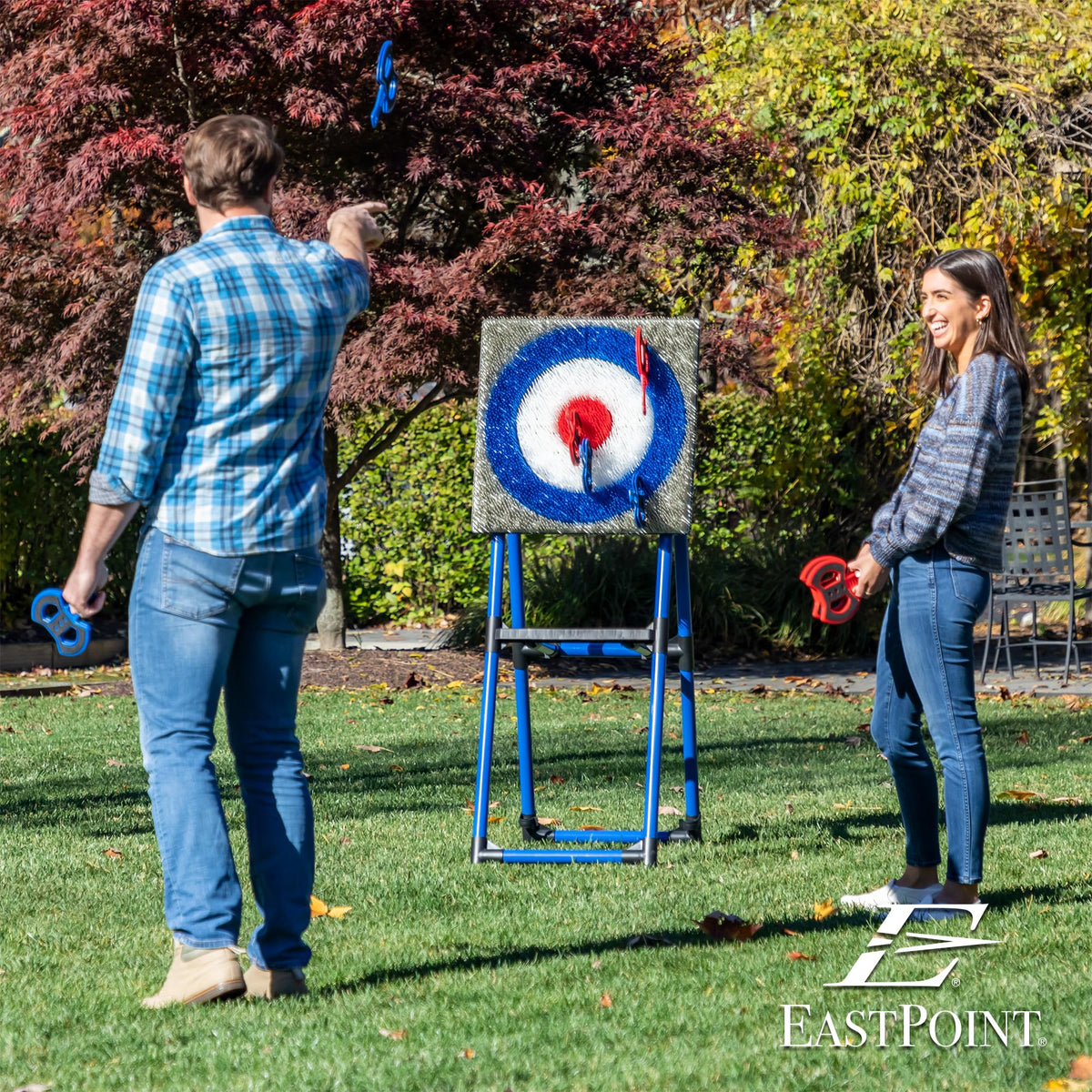 EastPoint Axe Throwing Game, Bristle Target, 8 Safety Axes, Over 5 Ft Tall
