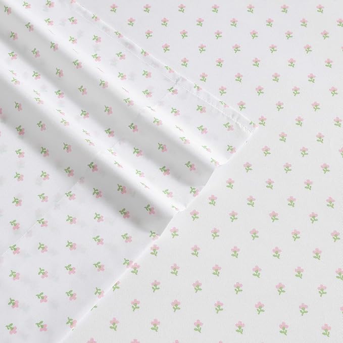 Laura Ashley - Kids Sheet Set, Ultra-Soft & Breathable Toddler Bedding with Matching Pillowcases, Wrinkle-Resistant, Ideal Girl Room Essentials (Wood Violet Green, Full)