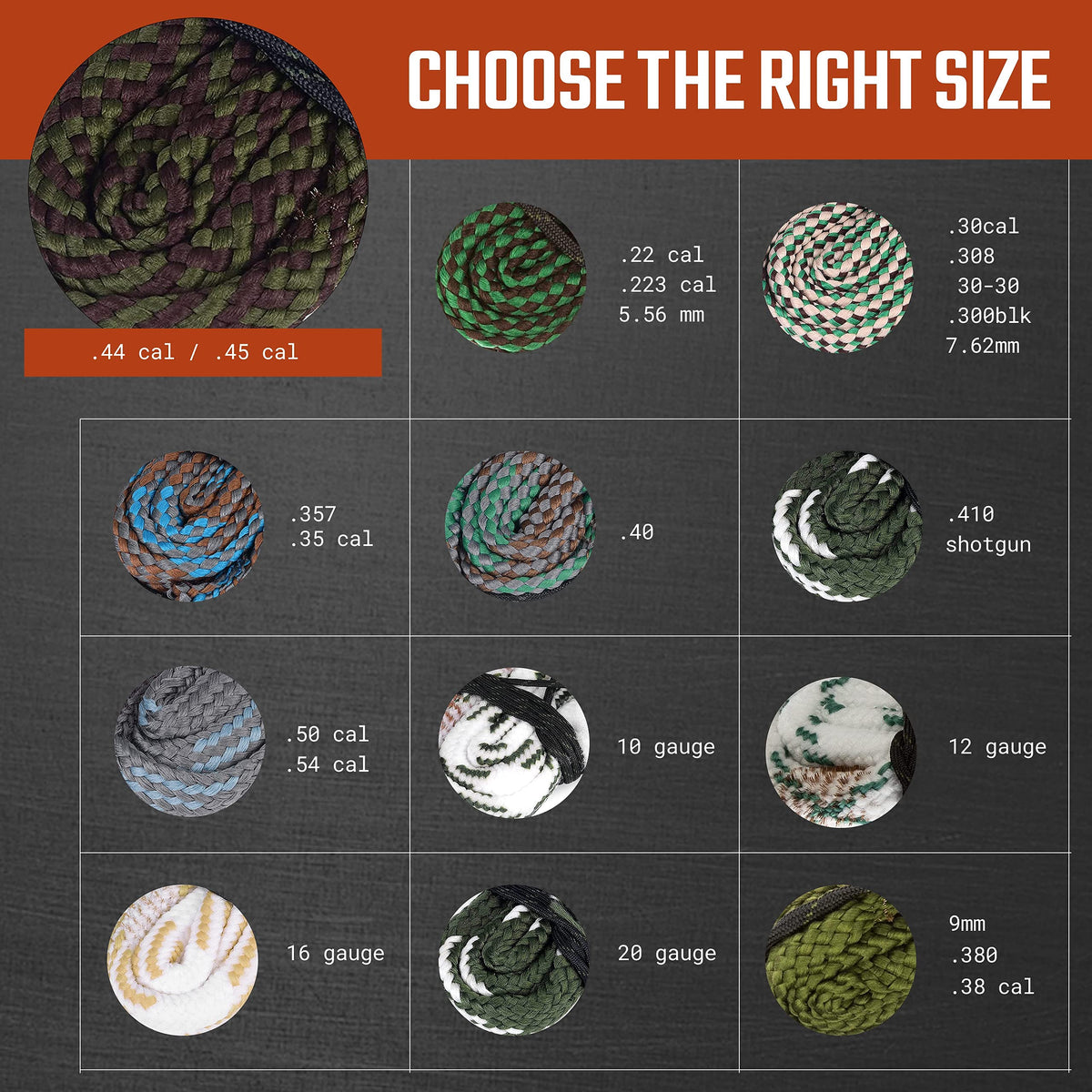 Ultimate Rifle Build Gun Snake - Reusable and Compact Gun Cleaning Rope (B20: .44.45 Cal)