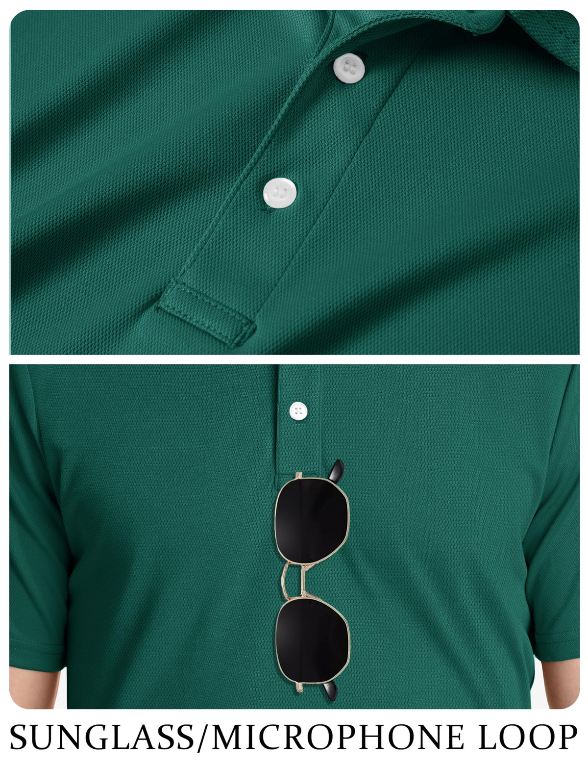 TACVASEN Mens Golf Shirt Dry Fit Mens Polo Shirts Short Sleeve Performance Golf Polos for Men with Collar Work Shirts Emerald Green, XL