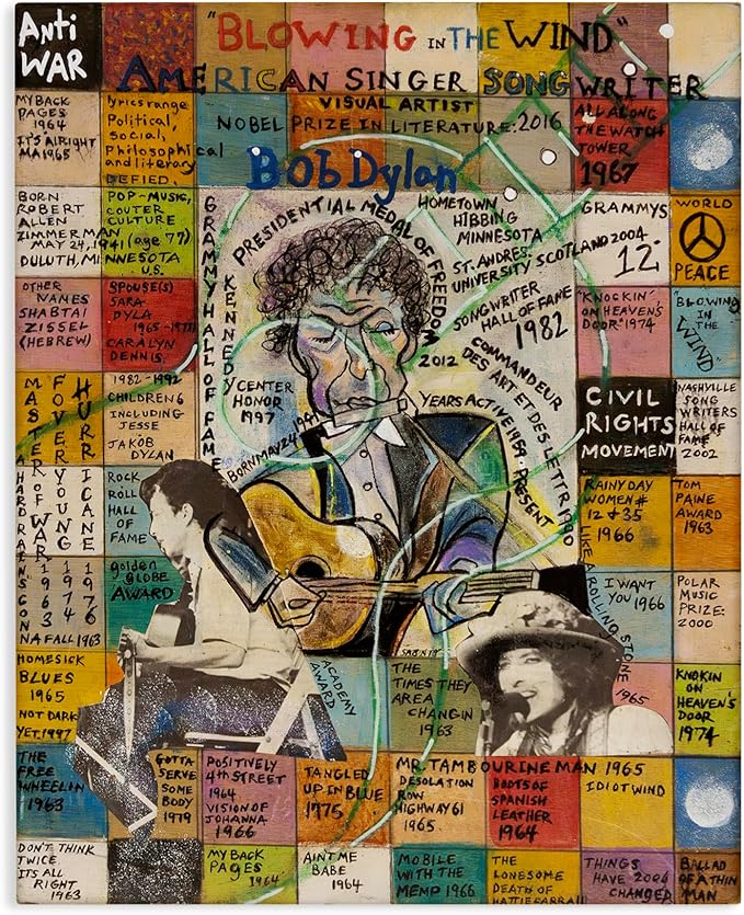 Stupell Industries Bob Dylan Collage Canvas Wall Art Design by Sabin, 36 x 48