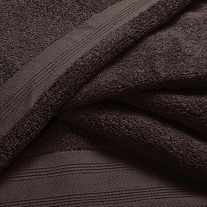 Ultra Soft 3 Pack Cotton Towel Set, Contains a Bath Towels 28x55 inch, a Hand Towels 16x24 inch & a Wash Coths 12x12 inch, Ideal Everyday use, Compact & Lightweight - Chocolate Brown