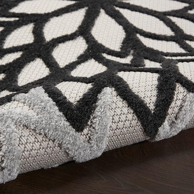 Nourison Home Aloha 114" x 156" Fabric Indoor/Outdoor Rug in Black/White Finish
