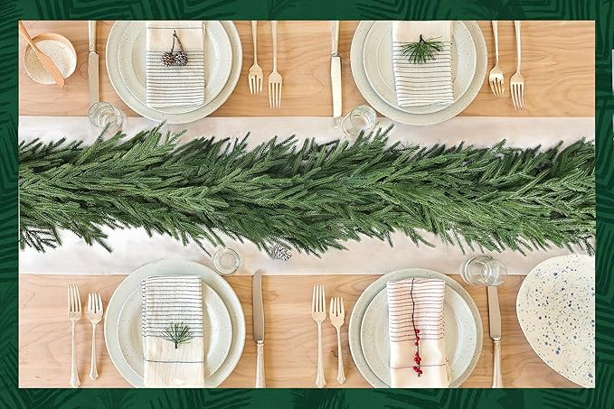 DearHouse Christmas Norfolk Pine Garland, 9 Ft Artificial Greenery Christmas Decoration for Holiday Season, Mantel Fireplace Table Runner Centerpiece