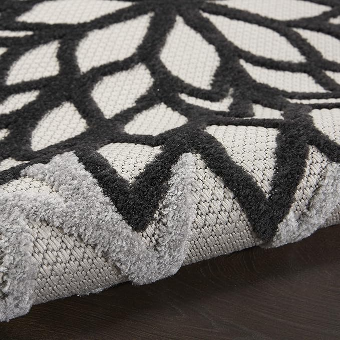 Nourison Home Aloha 6' Runner Black White Fabric Tropical Area Rug (6' Runner)
