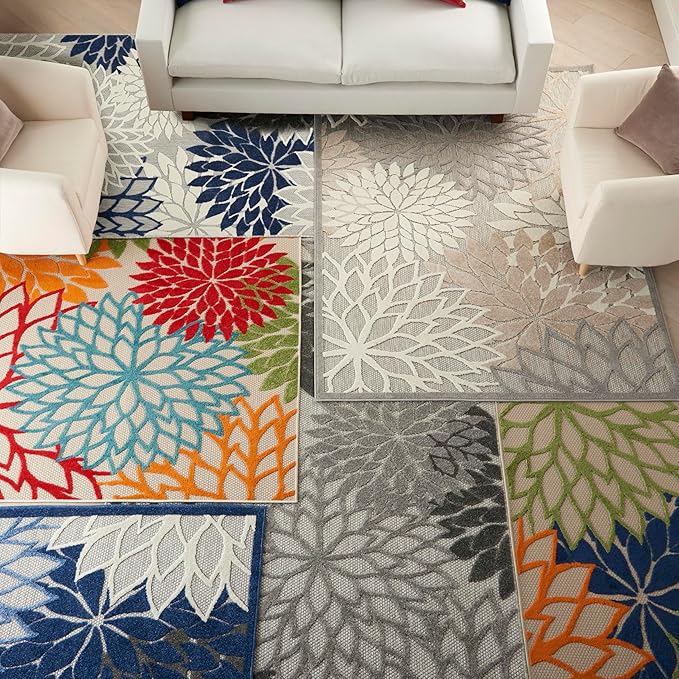 Nourison Aloha Indoor/Outdoor Natural 9'6" x 13' Area -Rug, Tropical, Botanical, Easy Cleaning, Non Shedding, Bed Room, Living Room, Dining Room, Deck, Backyard, Patio (9x13)