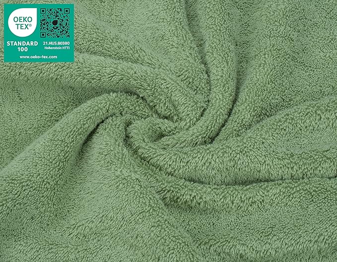 American Soft Linen Luxury Washcloths for Bathroom, 600 GSM 100% Cotton 4 Piece Turkish Wash Cloth Set, 13x13 in Soft Rags for Body and Face, Sage Green Washcloths