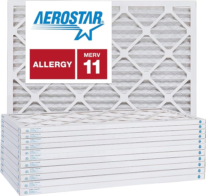 Aerostar 20x22.25x1 MERV 11 Air Filter, Pleated AC Furnace HVAC Filters