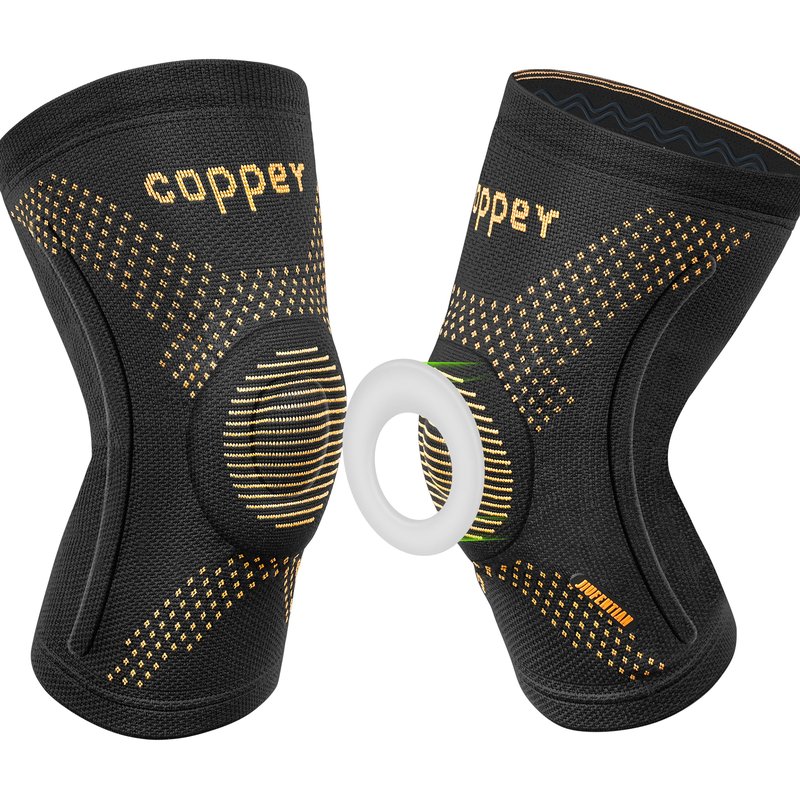 JIUFENTIAN Copper Knee Braces for Arthritis Pain (2 pack)- Professional Knee Suppot with Side Stabilizers - Breathable Compression Sleeves for Pain Relief & Stability (Arthritis, Gym, Work)-(Small)