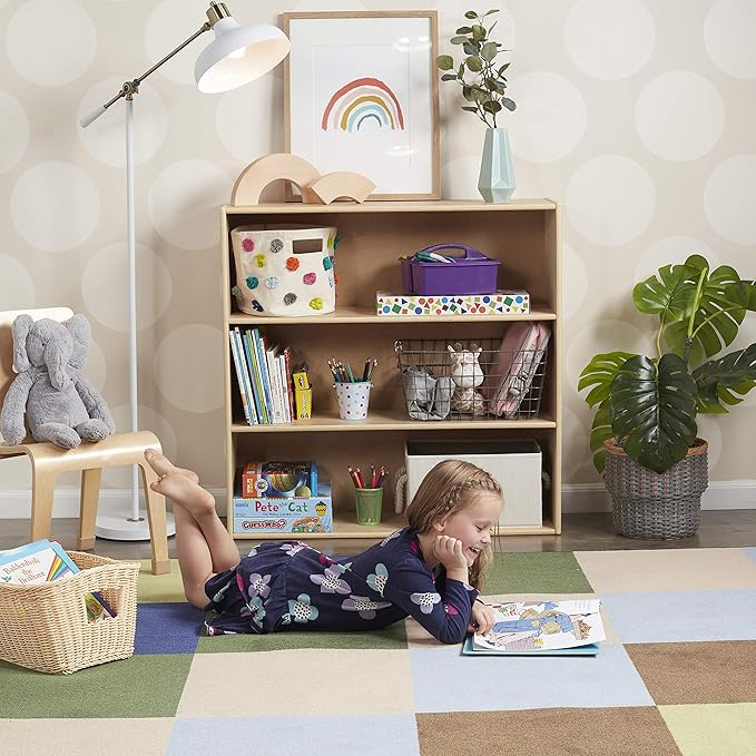ECR4Kids Streamline 3-Shelf Storage Cabinet, 36in, Kid's Bookshelf, Natural