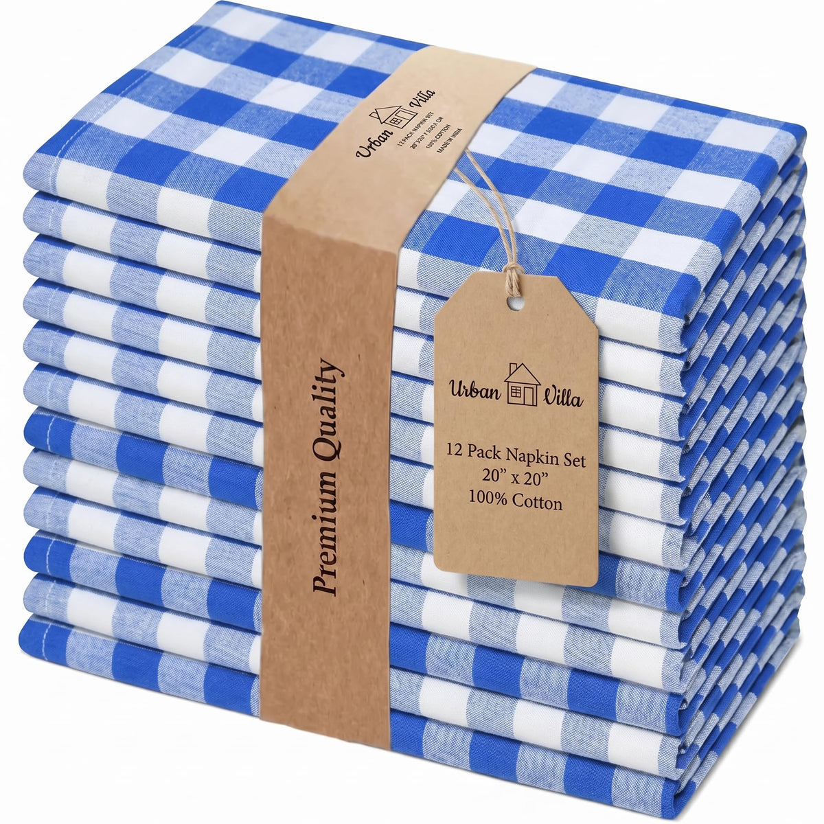 Urban Villa Cloth Napkins Cotton 20x20 (Set of 12) Rust