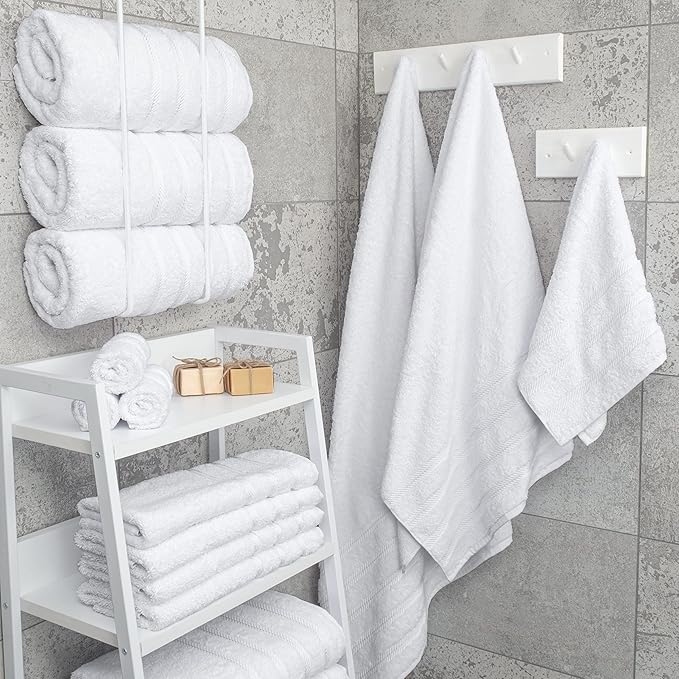 American Soft Linen Luxury 4 Piece Bath Towel Set, 600 GSM 100% Cotton Turkish Bath Towels for Bathroom, 27x54 in Extra Large Bathroom Shower Towels, White