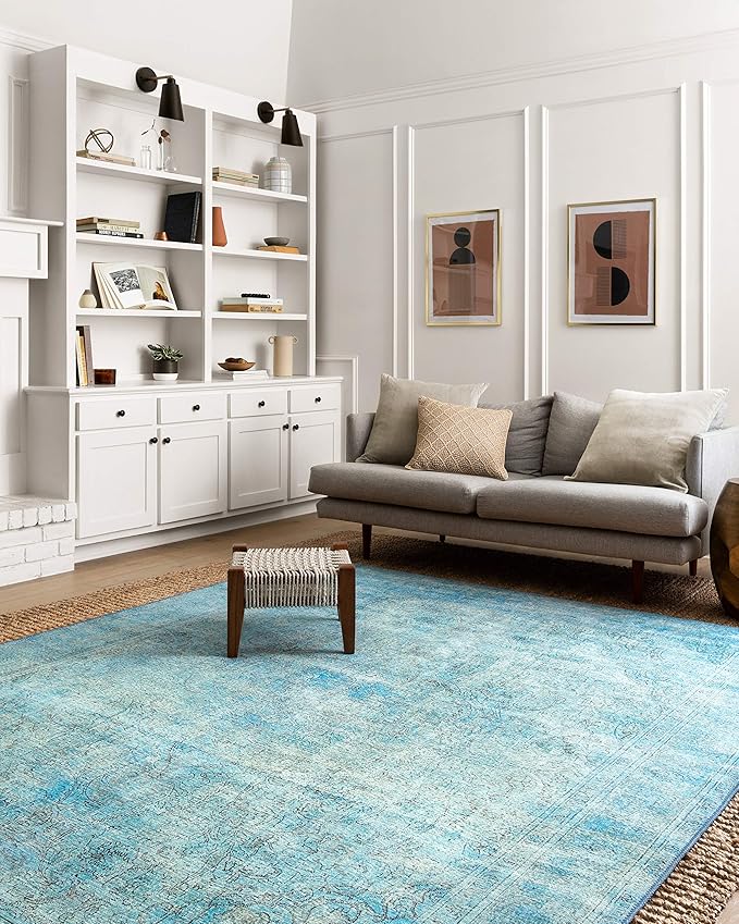 Loloi Loren Collection LQ-08 Aqua 5'-0" x 7'-6" Area Rug