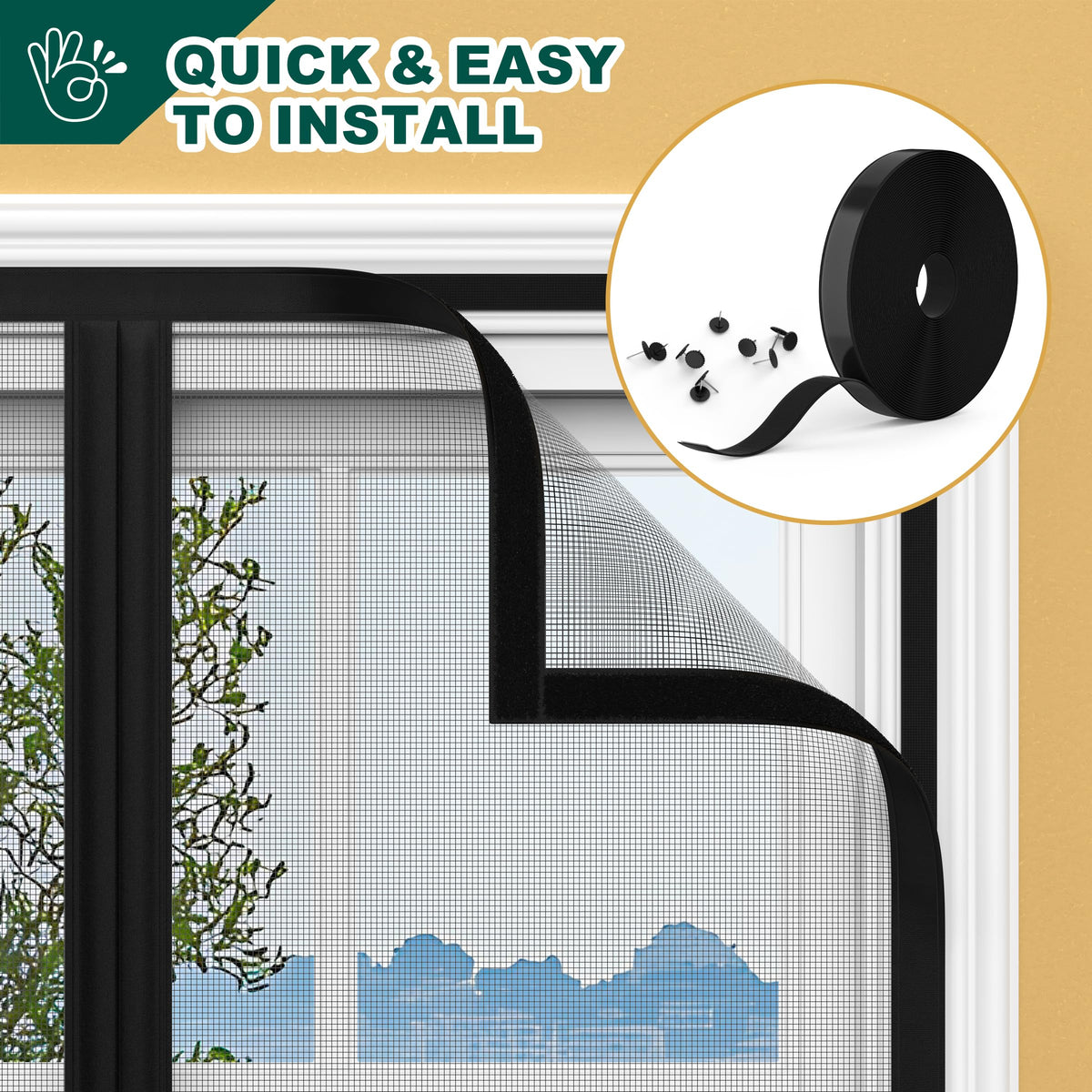 HADOR Adjustable Magnetic Screen Door Fit Door Size Width 29" - 33" Height 79" - 81", DIY Widen Heavy Duty Door Net Screen Mesh with Strong Magnet for Front Back, Black