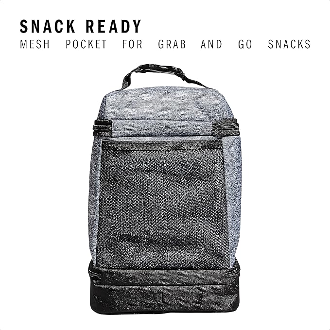 adidas Excel Insulated Lunch Bag, Cooler with Zipper, Pocket for Ice Pack, and Clip, Temperature Control Insulation