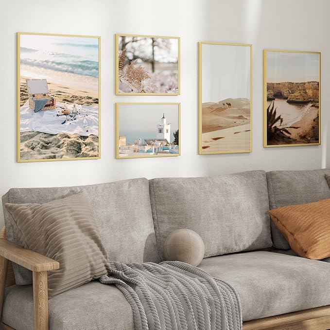 11x15 Metal Picture Frame - Gold Aluminum Picture Frames with Real Glass, Wall Mounting Horizontally or Vertically, Simple and Elegant Decor for Wall Gallery Poster Photo 15x11 Frame, Gold