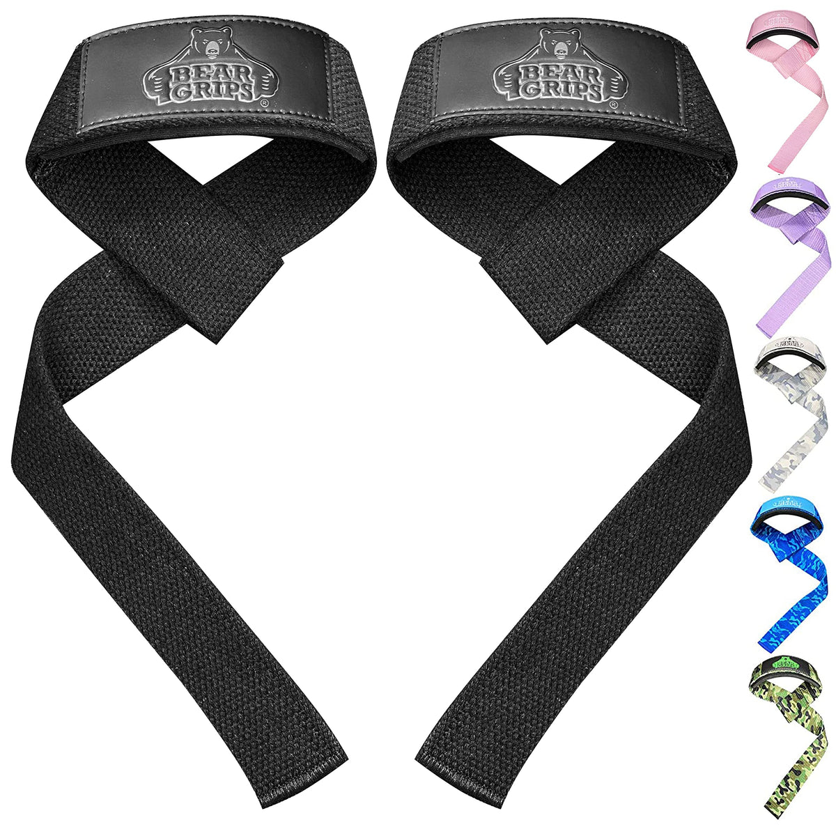 Bear Grips Lifting Straps - Gym & Weightlifting Straps for Men & Women, Deadlift Support, 2 Pairs