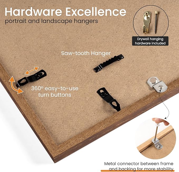 Axeman 26x32 Frame | Solid Oak Wood 26x32 Poster Frame With Mat for 22x28 | 32x26 Wood Picture Frame | Tempered Glass and Hanging Hardware Included Home Wall Decor Art Hanging Frame | Walnut