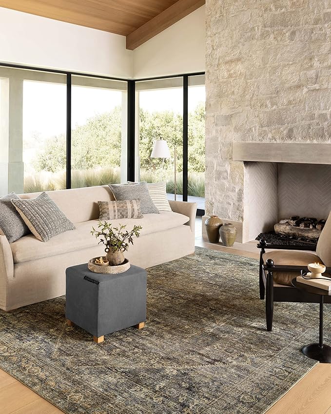 Loloi Amber Lewis Morgan Collection MOG-05 Spice/Lagoon 7'-3" x 9'-3" 38" Thick Area Rug feat. CloudPile, Neutral, Room Décor, Vintage Inspired, Livingroom, Bedroom, Dining Area