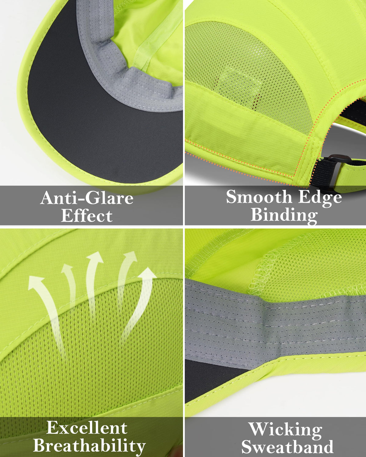 GADIEMKENSD Outdoor Running Hat Men Quick Dry Baseball Cap Women Cool Workout Hat Breathable Mesh UPF50+ Sun Ball Cap Performance Dad Hats for Jogging Cycling Tennis Fluorescent Green M/L 7-7 1/2