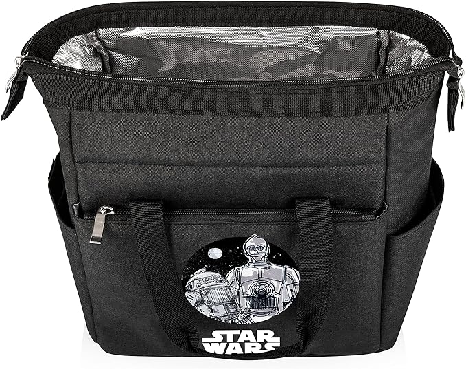 PICNIC TIME Star Wars Droids On The Go Lunch Bag, Soft Cooler Lunch Box, Insulated Lunch Tote, Leak-Resistant Work Lunchbox, Reusable Thermal Cooler Bag, (Black)