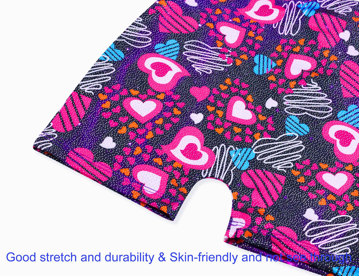 Domusgo Girls Gymnastics Leotards Size 7-8 Years Sparkle Heart Love Biketard with Shorts Fitted Ballet Outfits