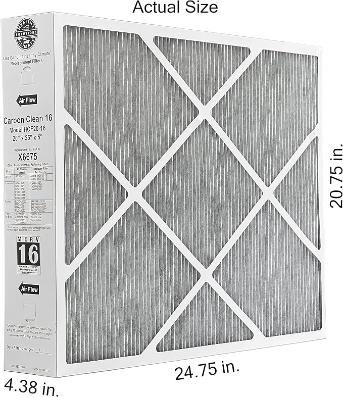 Lennox Healthy Climate X6675 20x25x5 Healthy Climate Carbon-Clean MERV 16