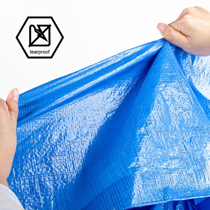 CARTMAN Finished Size 10x10 Feet Blue Poly Tarp 5 Mil Thick, Multipurpose Protective Cover for Camping, Tent, Boat, RV, Car