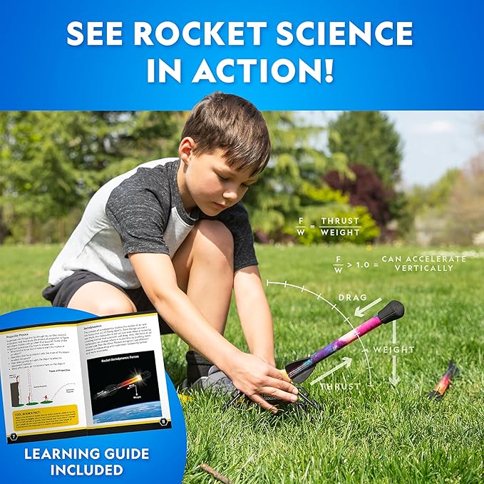 NATIONAL GEOGRAPHIC Air Rocket Toy – Ultimate LED Rocket Launcher for Kids, Jump and Launch The Light Up, Air Powered, Foam Tipped Rockets up to 100 Feet