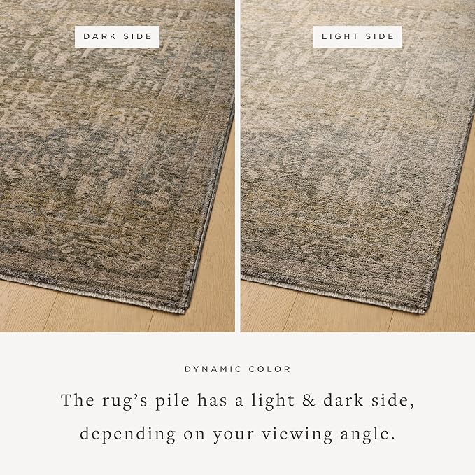 Loloi Magnolia Home by Joanna Gaines Junie Collection JUE-02 Moss/Natural 3'-11" x 5'-7", .38" Pile Height, Accent Rug