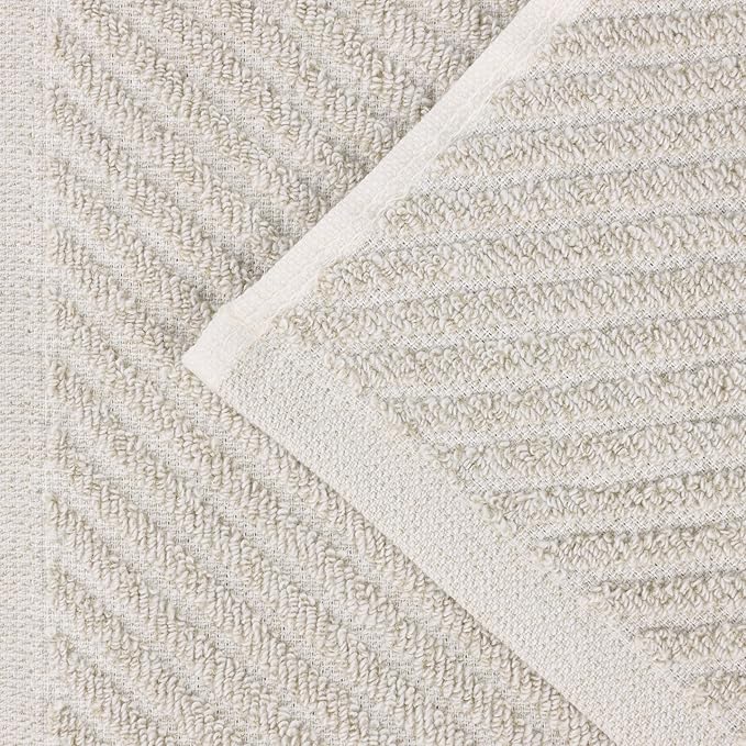 Superior Amelia Viscose Cotton Blend Medium Weight Towels, for Bathroom, Shower, Spa, Plush, Quick Dry, Ultra-Soft Towels, Bath Essentials, Ribbed Design, 8 Piece Assorted Towel Set, Beige