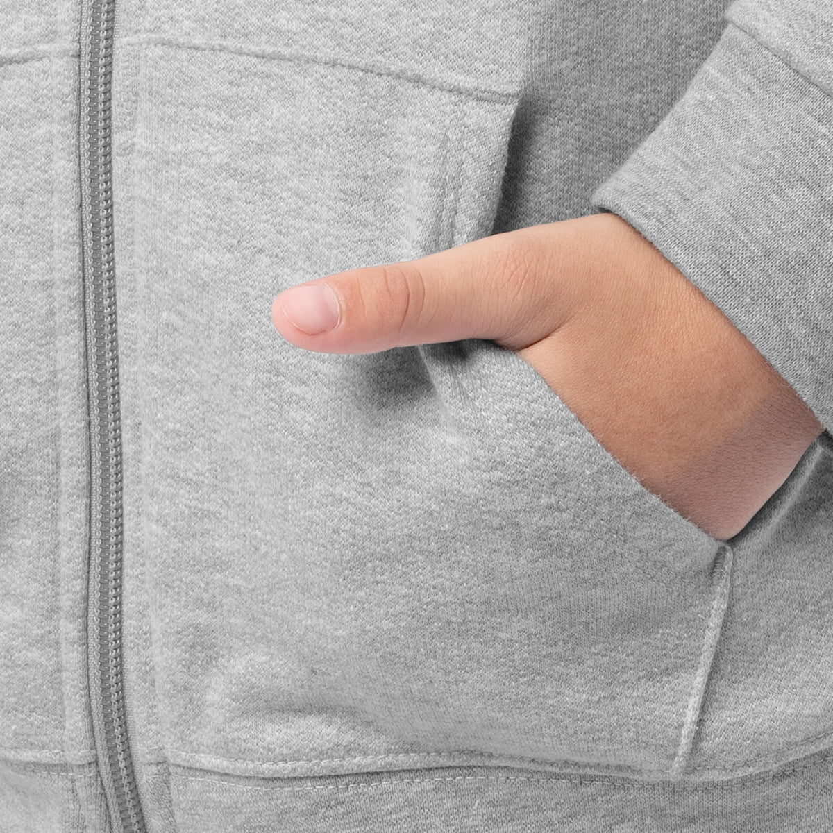 Fruit of the Loom Unisex Kids Fleece Full Zip Hoodie Sweatshirt, Light Grey Heather, Large
