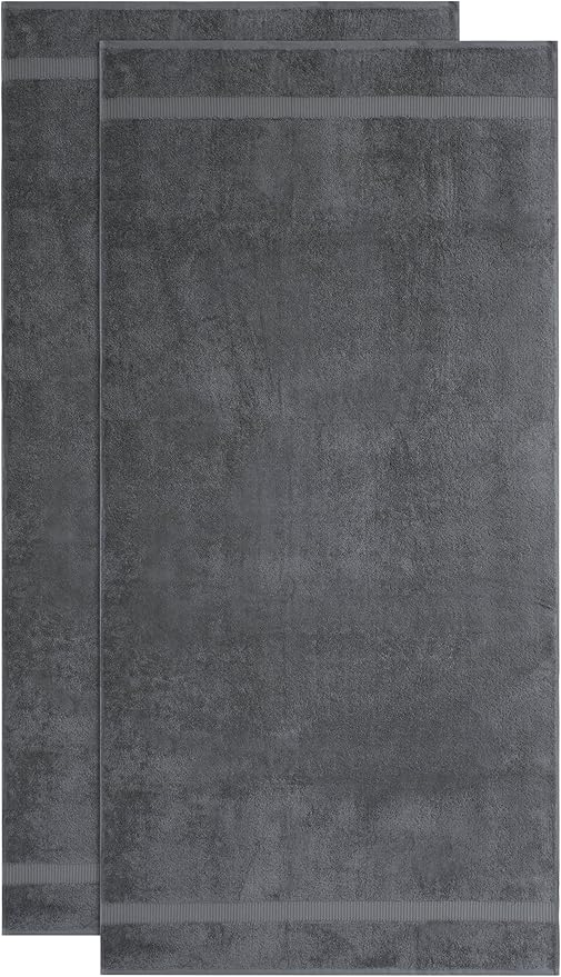 SALBAKOS 100% Turkish Cotton Extra Large Bath Sheet Set of 2 35x70 inch | Heirloom Quality | Hotel & Spa Collection | Ultra Soft, Absorbent Oversize Bath Towels | Made in Turkey (Gray, 2 Bath Sheets)
