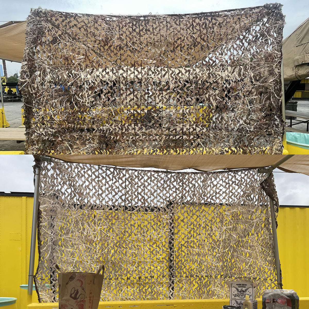 Yeacool Large Camo Netting Camouflage Netting Bulk Roll Burlap Camo Tarp Sunshade Net for Dinosaur Birthday Party Decoration Hunting Blind Material Bird Watching (Dry Grass, 65.6ftx4.9ft, 20m*1.5m)