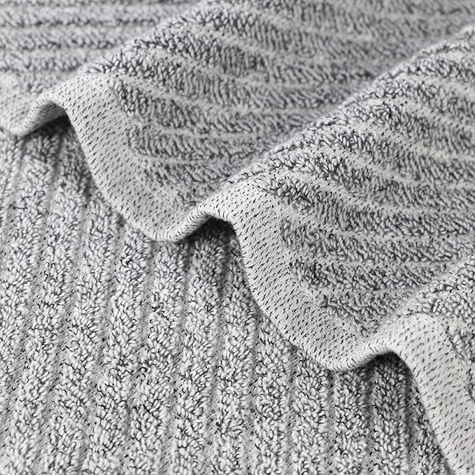 Superior Amelia Viscose Cotton Blend Medium Weight Towels, for Bathroom, Shower, Spa, Plush, Quick Dry, Ultra-Soft Towels, Bath Essentials, Ribbed Design, 8 Piece Assorted Towel Set, Charcoal