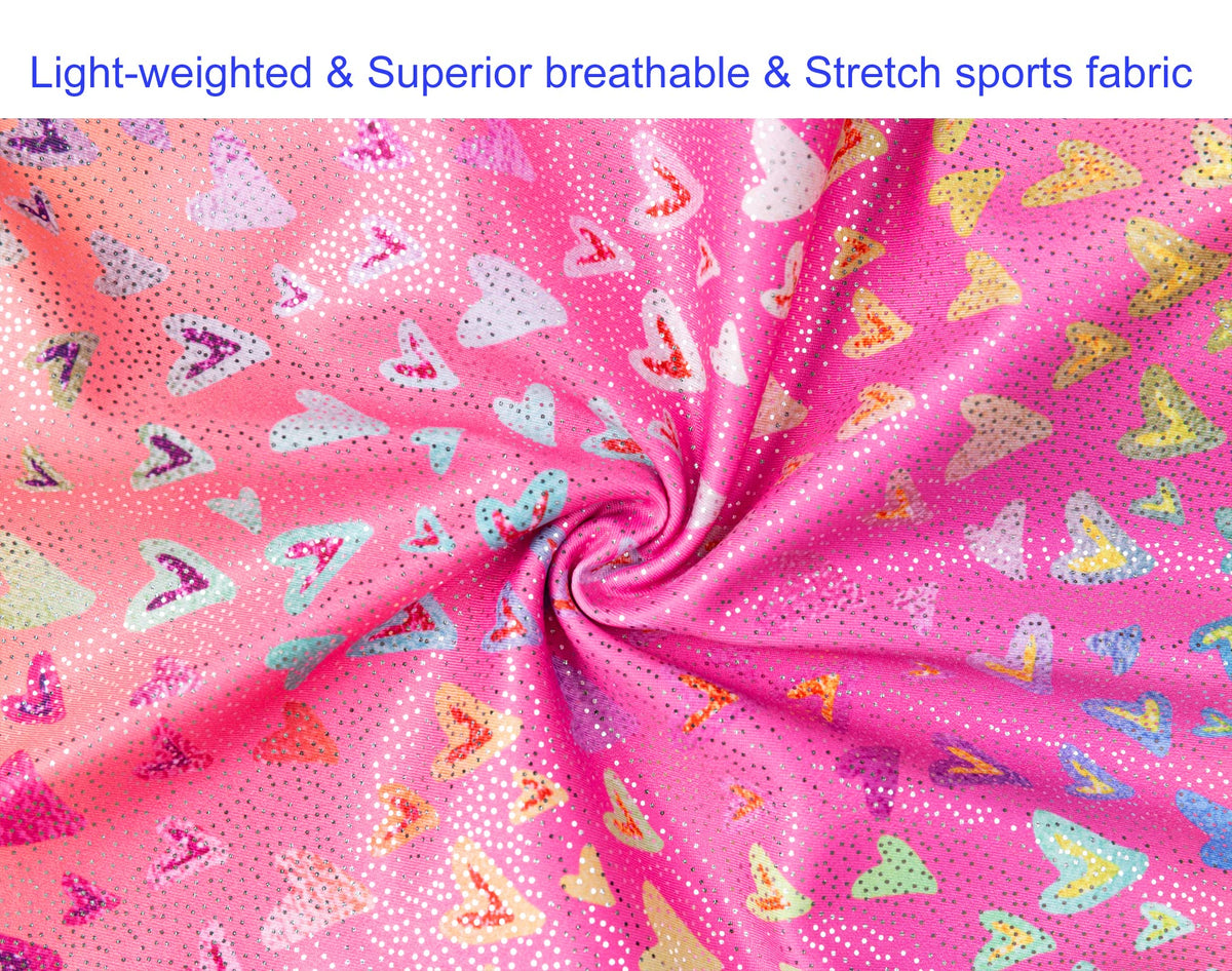 Domusgo Girls Gymnastics Leotards Size 3t 4t Sparkle Hotpink Neon Love Heart One Piece Long Sleeve Outfits