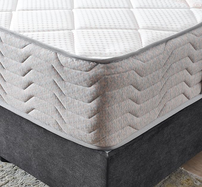 Ottomanson King 12” Hybrid Mattress - Rock Salt Infused Quilted Cover - Made in USA - Medium-Firm Support - Individually Pocketed Coils & CertiPUR-US Foam - Fiberglass-Free - Bed in a Box
