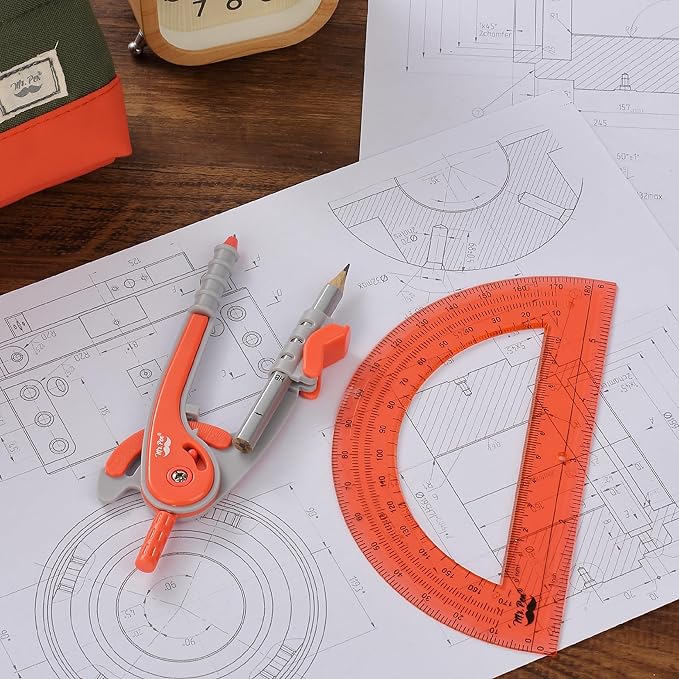 Mr. Pen- Compass and Protractor Set, Math Compass for Geometry and Drawing