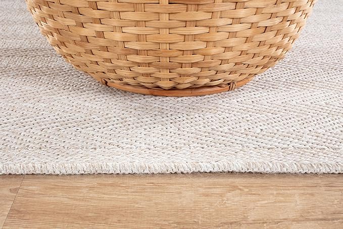 CAMILSON Easy Jute Rug 9x12, Indoor Outdoor Off-White Color Fiber Area Rugs for Living Room and Patio Rug Herringbone Seagrass Boho Woven Design Easy-Cleaning Washable Outside Carpet Alfombras 9 x 12